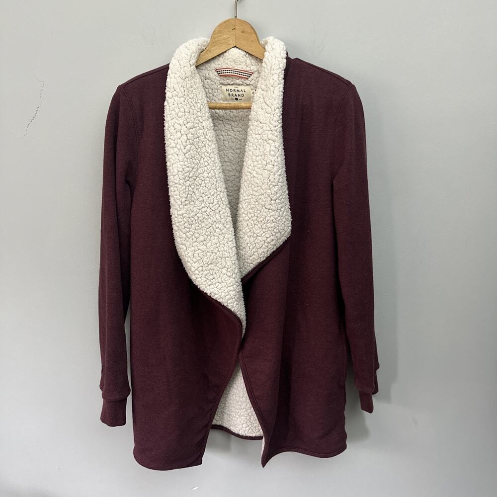 The Normal Brand Cardigan Small Burgundy Puremeso Boundless Sherpa Lined Cozy